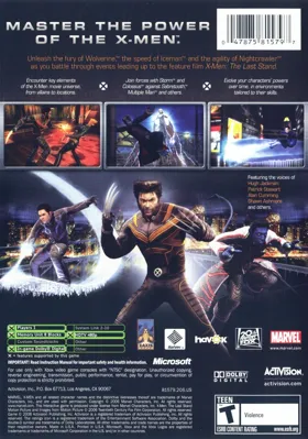 X-Men The Official Game (USA) box cover back